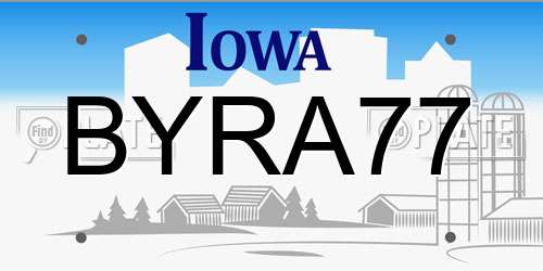 BYRA77 Iowa License Plate