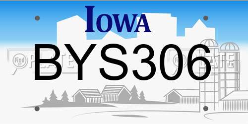 BYS306 Iowa License Plate