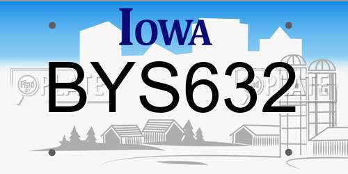 BYS632 Iowa License Plate