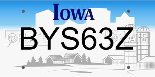 BYS63Z Iowa License Plate