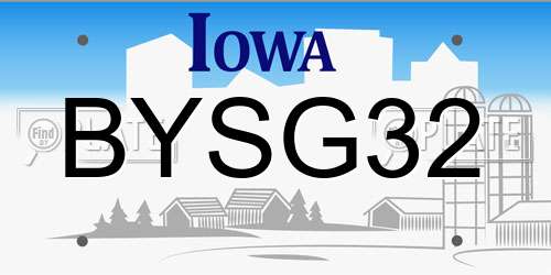 BYSG32 Iowa License Plate