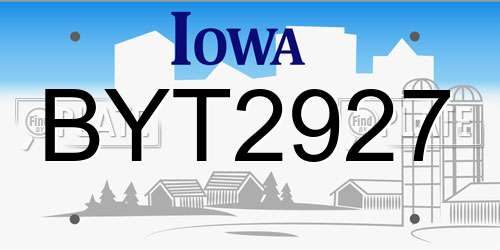 BYT2927 Iowa License Plate
