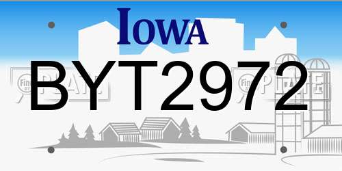 BYT2972 Iowa License Plate