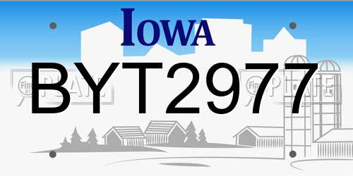 BYT2977 Iowa License Plate