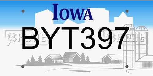 BYT397 Iowa License Plate