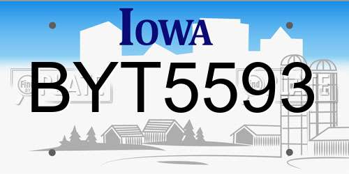 BYT5593 Iowa License Plate