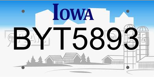 BYT5893 Iowa License Plate