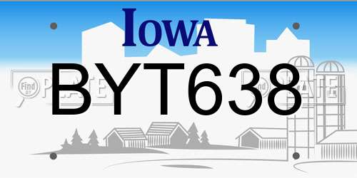 BYT638 Iowa License Plate