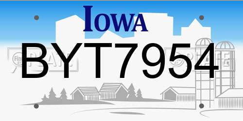 BYT7954 Iowa License Plate