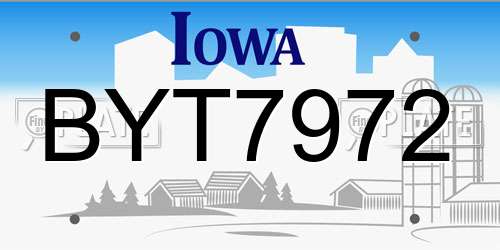 BYT7972 Iowa License Plate