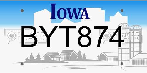 BYT874 Iowa License Plate