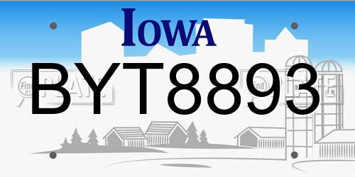 BYT8893 Iowa License Plate