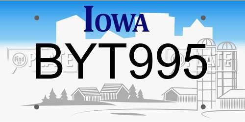 BYT995 Iowa License Plate