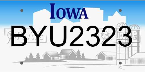 BYU2323 Iowa License Plate
