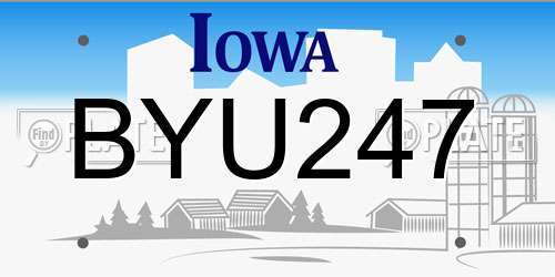 BYU247 Iowa License Plate