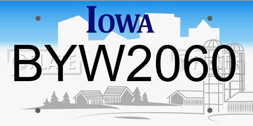 BYW2060 Iowa License Plate