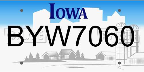 BYW7060 Iowa License Plate