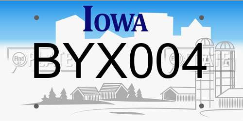 BYX004 Iowa License Plate
