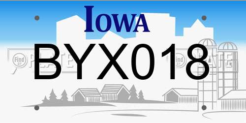 BYX018 Iowa License Plate