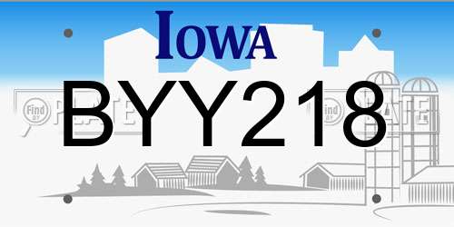 BYY218 Iowa License Plate