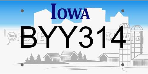 BYY314 Iowa License Plate