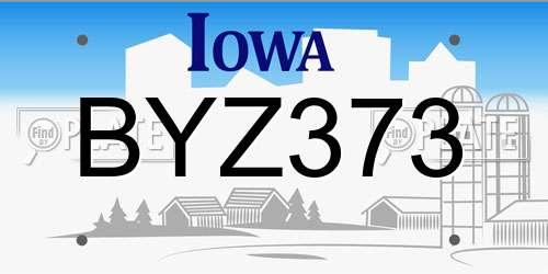 BYZ373 Iowa License Plate