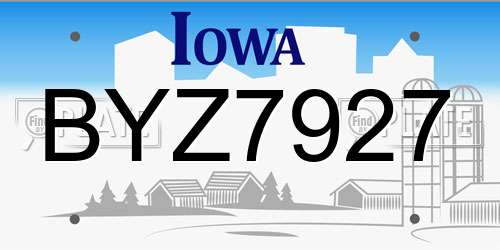 BYZ7927 Iowa License Plate