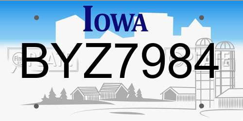 BYZ7984 Iowa License Plate