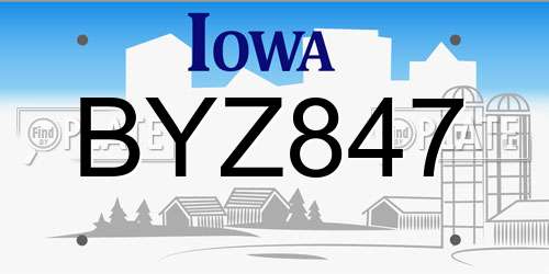 BYZ847 Iowa License Plate