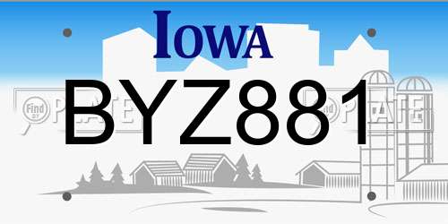 BYZ881 Iowa License Plate