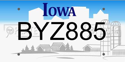 BYZ885 Iowa License Plate