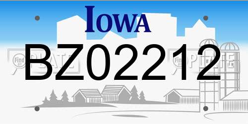 BZ02212 Iowa License Plate