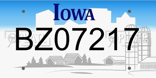 BZ07217 Iowa License Plate