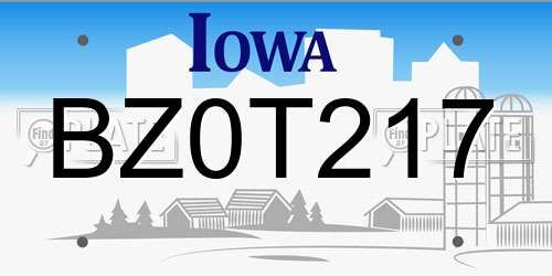 BZ0T217 Iowa License Plate