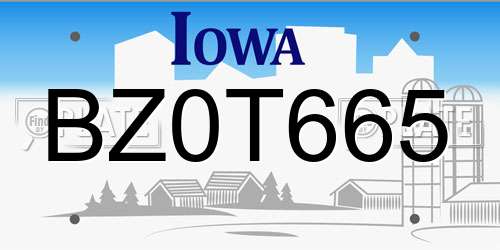 BZ0T665 Iowa License Plate