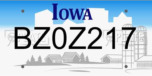 BZ0Z217 Iowa License Plate