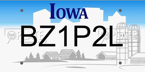 BZ1P2L Iowa License Plate