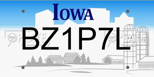 BZ1P7L Iowa License Plate