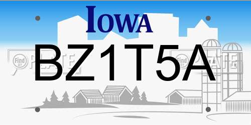 BZ1T5A Iowa License Plate