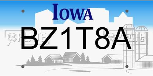 BZ1T8A Iowa License Plate