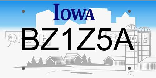 BZ1Z5A Iowa License Plate