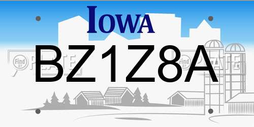 BZ1Z8A Iowa License Plate