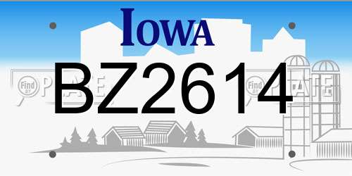 BZ2614 Iowa License Plate