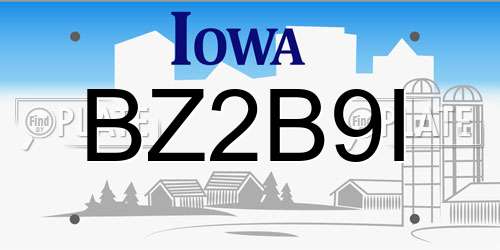 BZ2B9I Iowa License Plate