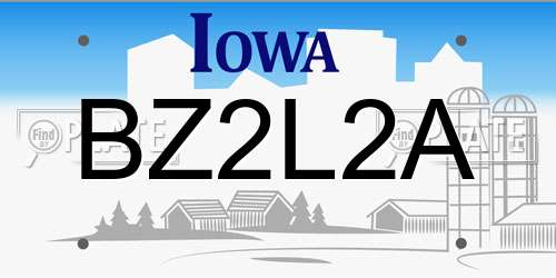 BZ2L2A Iowa License Plate