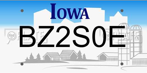 BZ2S0E Iowa License Plate