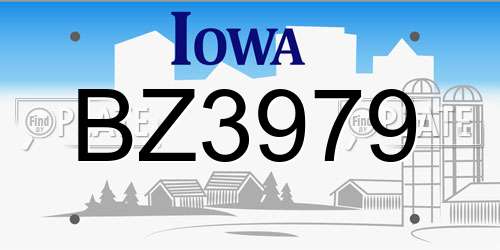BZ3979 Iowa License Plate