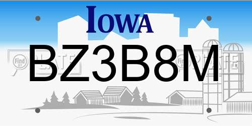 BZ3B8M Iowa License Plate