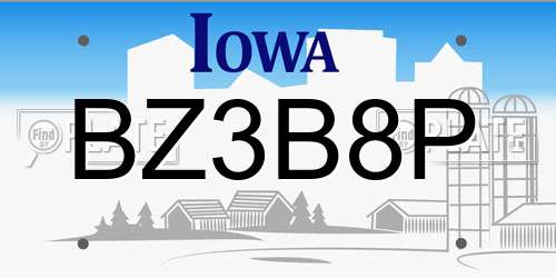 BZ3B8P Iowa License Plate