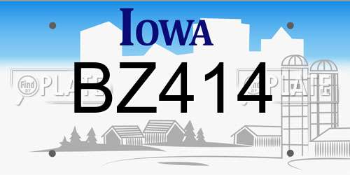 BZ414 Iowa License Plate